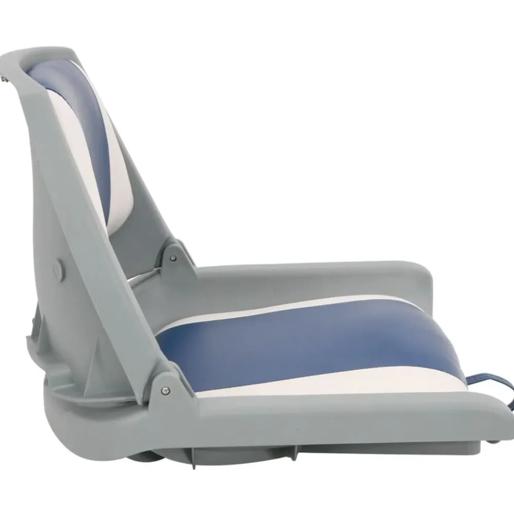 vidaXL Set asientos plegables para barco 2 uds con cojín blanco y azul Azul y blanco Hot