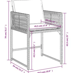 vidaXL Set comedor de jardín 5 piezas y cojines ratán sintético marrón Marrón y crema New