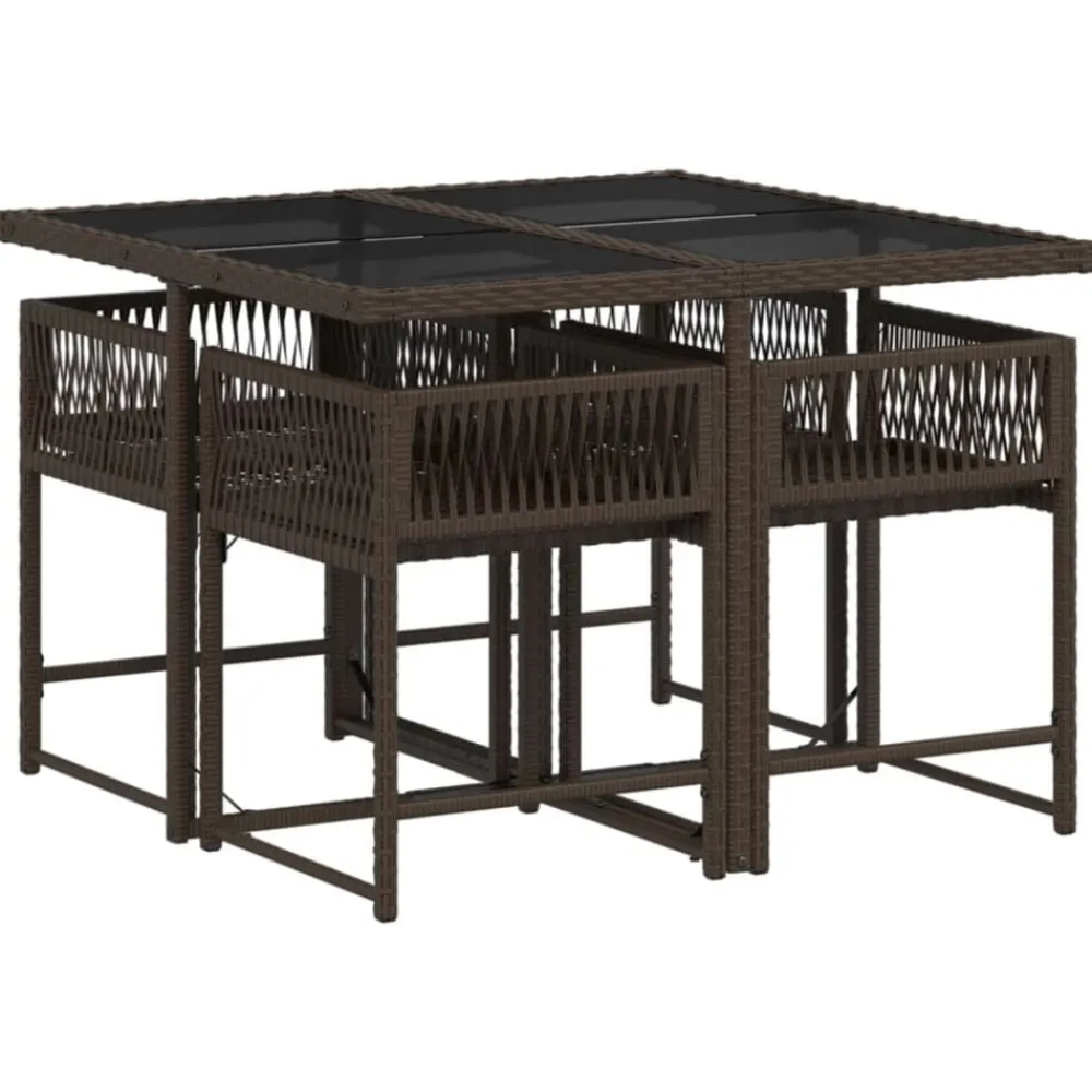 vidaXL Set comedor de jardín 5 piezas y cojines ratán sintético marrón Marrón y crema New