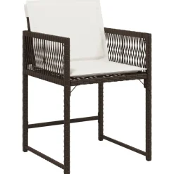 vidaXL Set comedor de jardín 5 piezas y cojines ratán sintético marrón Marrón y crema New