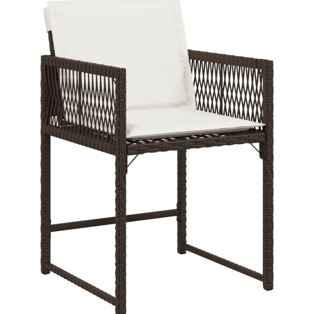 vidaXL Set comedor de jardín 5 piezas y cojines ratán sintético marrón Marrón y crema New
