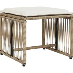 vidaXL Set comedor de jardín 7 pzas con cojines ratán sintético beige beige y crema Discount