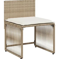 vidaXL Set comedor de jardín 7 pzas con cojines ratán sintético beige beige y crema Discount