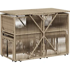 vidaXL Set comedor de jardín 7 pzas con cojines ratán sintético beige beige y crema Discount