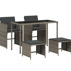 vidaXL Muebles De Jardín-Set comedor de jardín 5 piezas con cojines ratán sintético