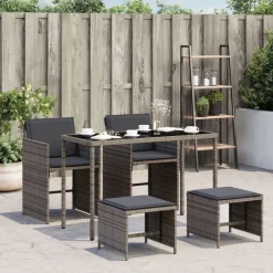 vidaXL Muebles De Jardín-Set comedor de jardín 5 piezas con cojines ratán sintético