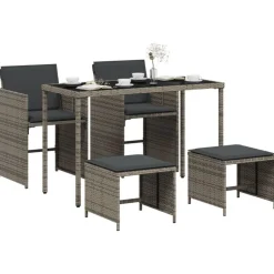 vidaXL Muebles De Jardín-Set comedor de jardín 5 piezas con cojines ratán sintético