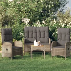 vidaXL Muebles De Jardín-Set comedor de jardín 3 piezas con cojines ratán sintético