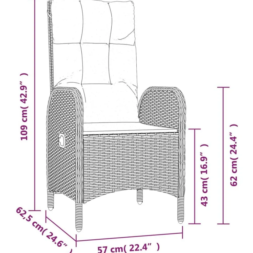 vidaXL Muebles De Jardín-Set comedor de jardín 3 piezas con cojines ratán sintético