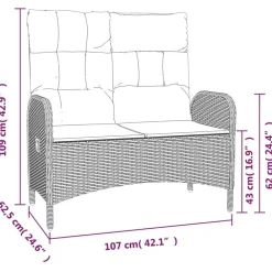 vidaXL Muebles De Jardín-Set comedor de jardín 3 piezas con cojines ratán sintético