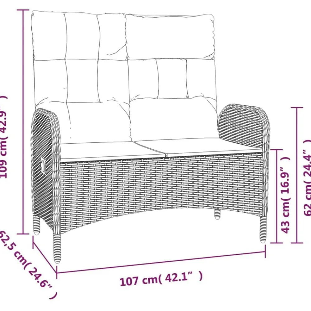 vidaXL Muebles De Jardín-Set comedor de jardín 3 piezas con cojines ratán sintético