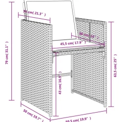 vidaXL Muebles De Jardín-Set comedor de jardín 9 pzas con cojines ratán sintético