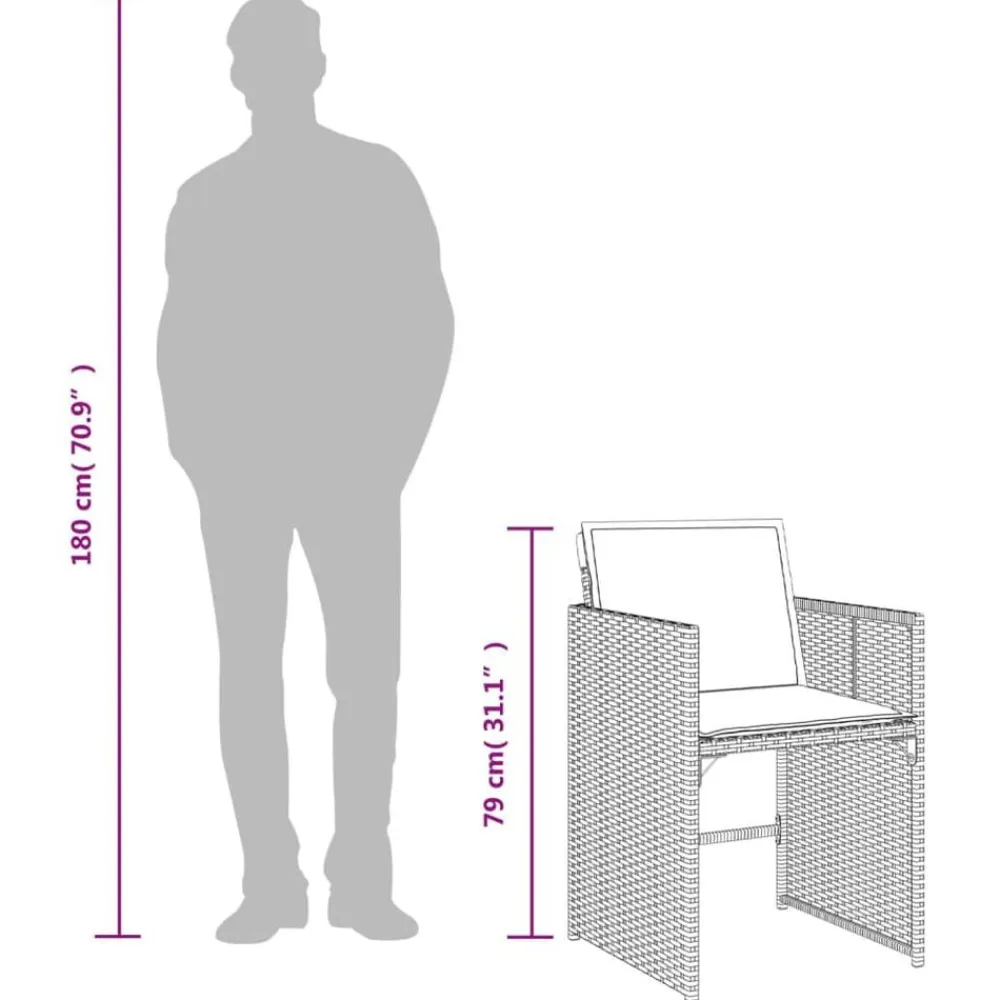 vidaXL Muebles De Jardín-Set comedor de jardín 9 pzas con cojines ratán sintético
