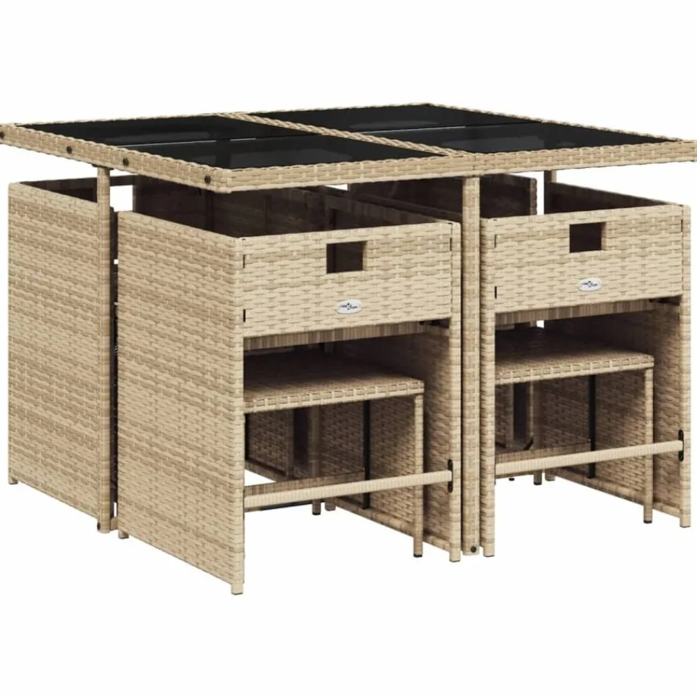vidaXL Muebles De Jardín-Set comedor de jardín 9 pzas con cojines ratán sintético
