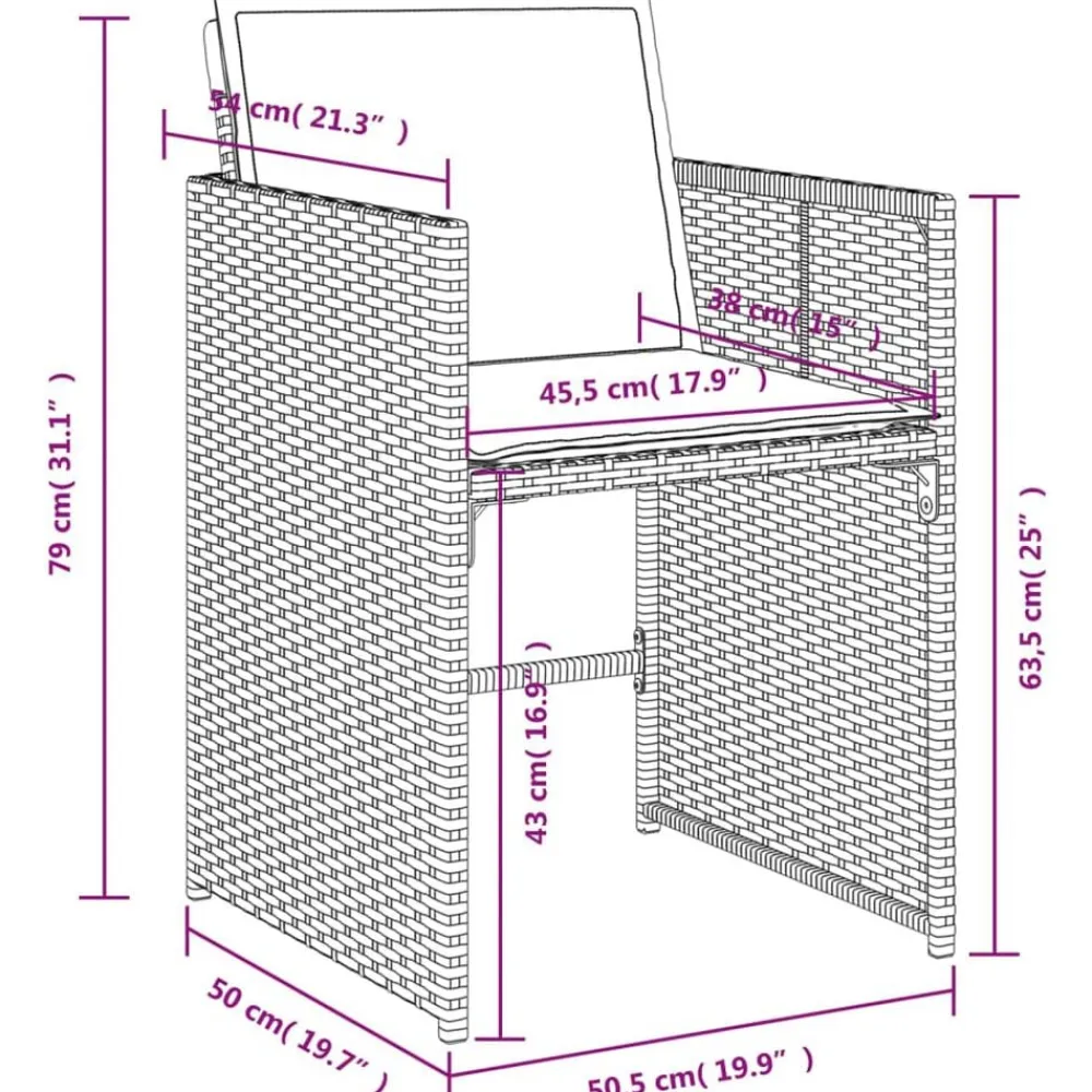 vidaXL Muebles De Jardín-Set comedor de jardín 9 pzas con cojines ratán sintético