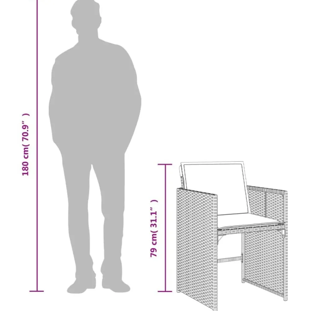 vidaXL Muebles De Jardín-Set comedor de jardín 9 pzas con cojines ratán sintético