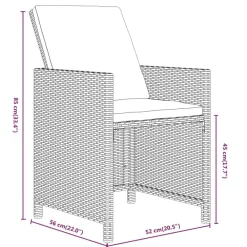 vidaXL Set comedor de jardín 13 pzas con cojines ratán sintético negro Negro y blanco crema Discount