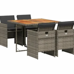 vidaXL Muebles De Jardín-Set comedor de jardín 5 piezas con cojines ratán sintético