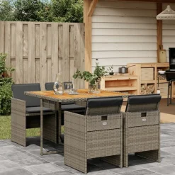 vidaXL Muebles De Jardín-Set comedor de jardín 5 piezas con cojines ratán sintético