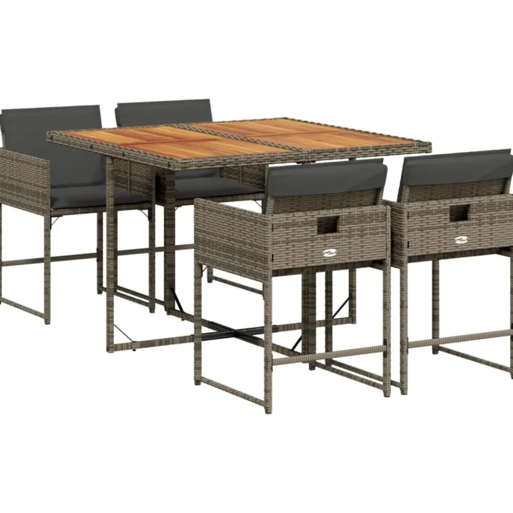 vidaXL Muebles De Jardín-Set comedor de jardín 5 piezas con cojines ratán sintético