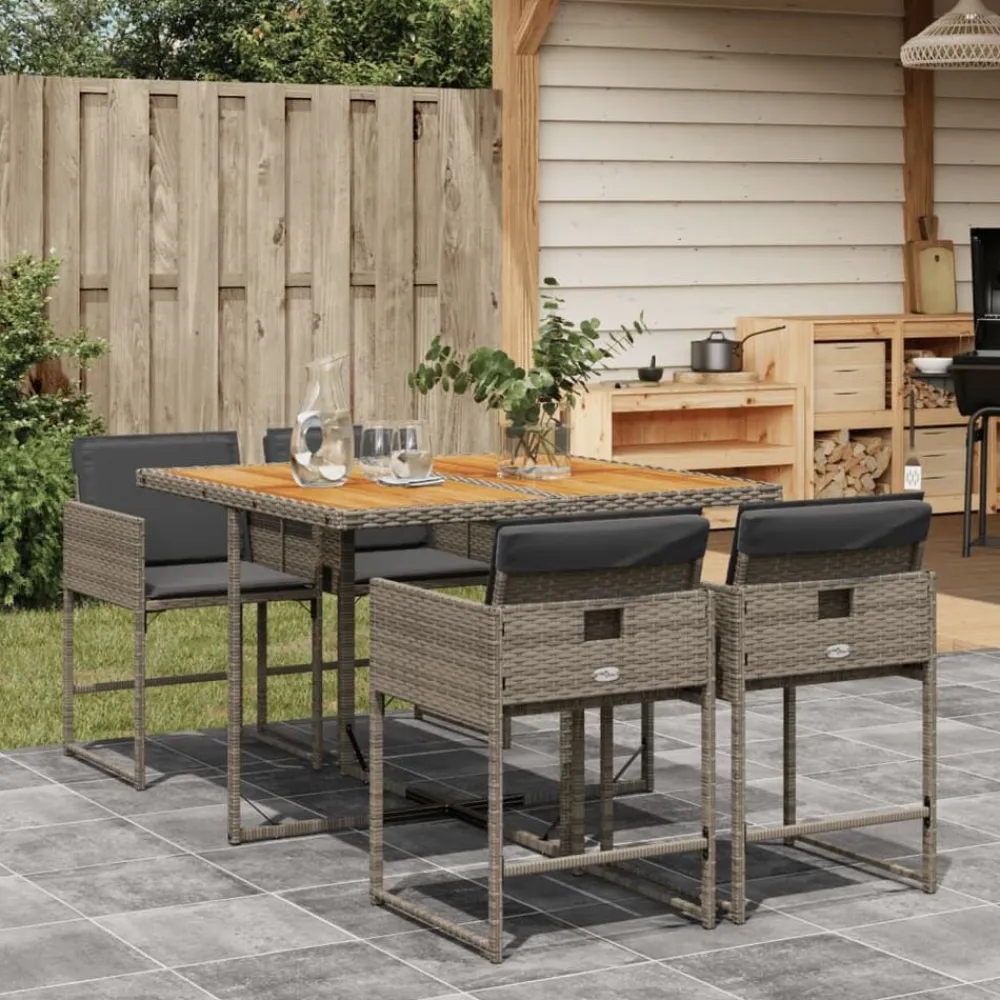 vidaXL Muebles De Jardín-Set comedor de jardín 5 piezas con cojines ratán sintético