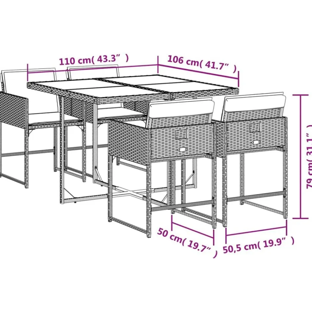 vidaXL Muebles De Jardín-Set comedor de jardín 5 piezas con cojines ratán sintético