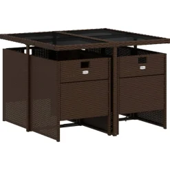 vidaXL Muebles De Jardín-Set comedor de jardín 5 piezas y cojines ratán sintético marrón