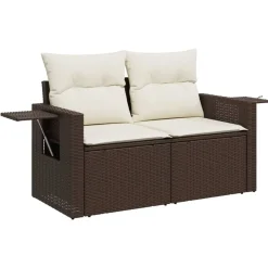 vidaXL Set comedor de jardín 5 piezas y cojines ratán sintético marrón Marrón y crema Clearance