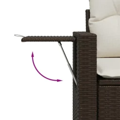 vidaXL Set comedor de jardín 5 piezas y cojines ratán sintético marrón Marrón y crema Clearance