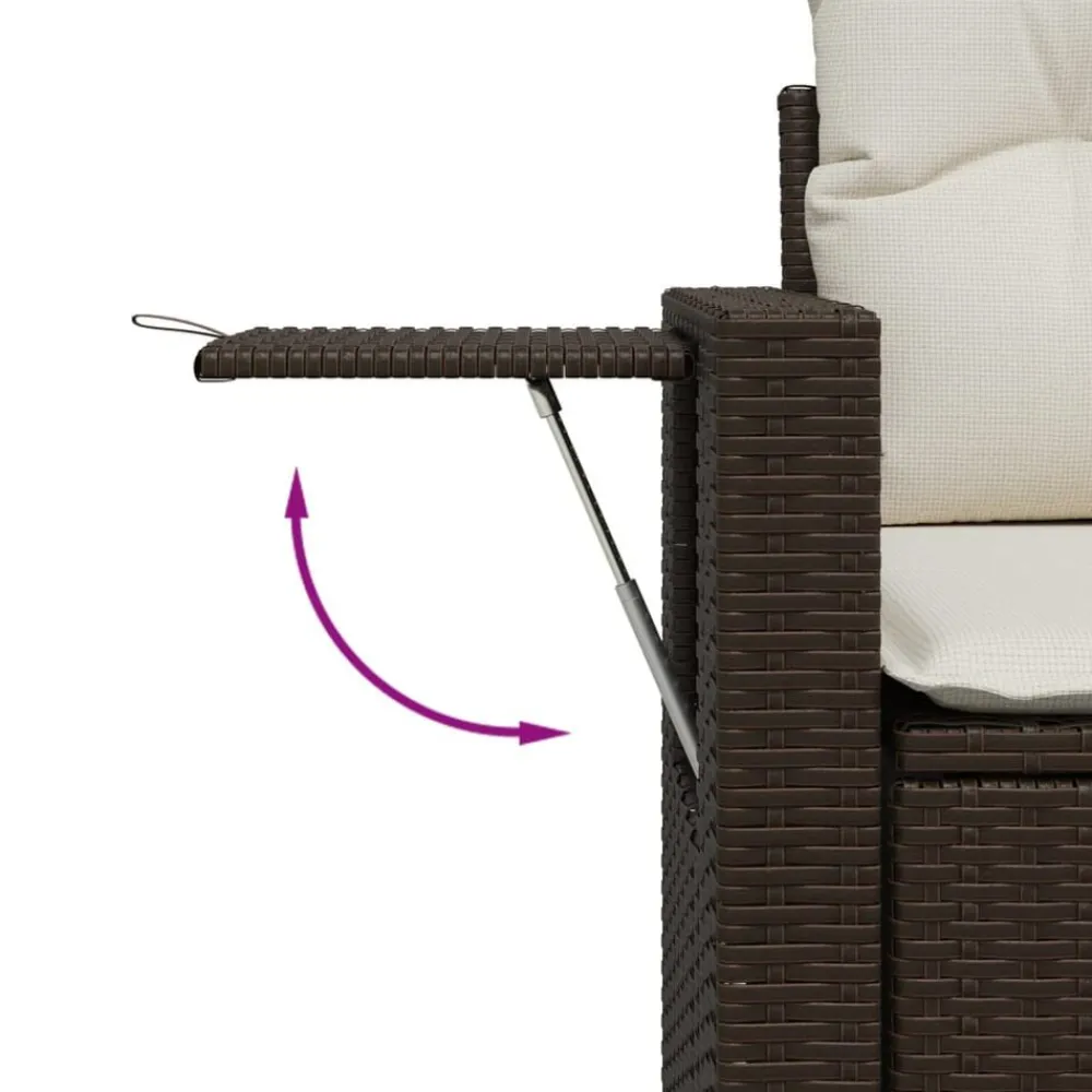 vidaXL Set comedor de jardín 5 piezas y cojines ratán sintético marrón Marrón y crema Clearance