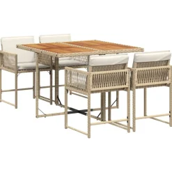vidaXL Muebles De Jardín-Set comedor de jardín 5 pzas con cojines ratán sintético beige