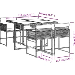 vidaXL Muebles De Jardín-Set comedor de jardín 5 pzas con cojines ratán sintético beige