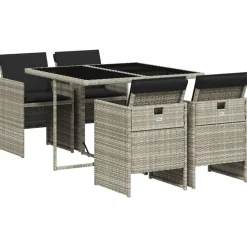vidaXL Muebles De Jardín-Set comedor de jardín 5 pzas cojines ratán sintético