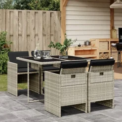 vidaXL Muebles De Jardín-Set comedor de jardín 5 pzas cojines ratán sintético