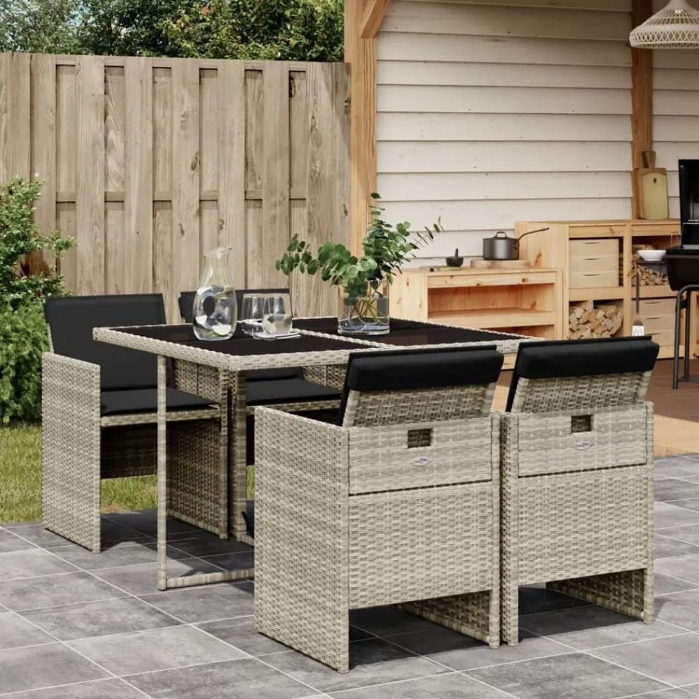 vidaXL Muebles De Jardín-Set comedor de jardín 5 pzas cojines ratán sintético