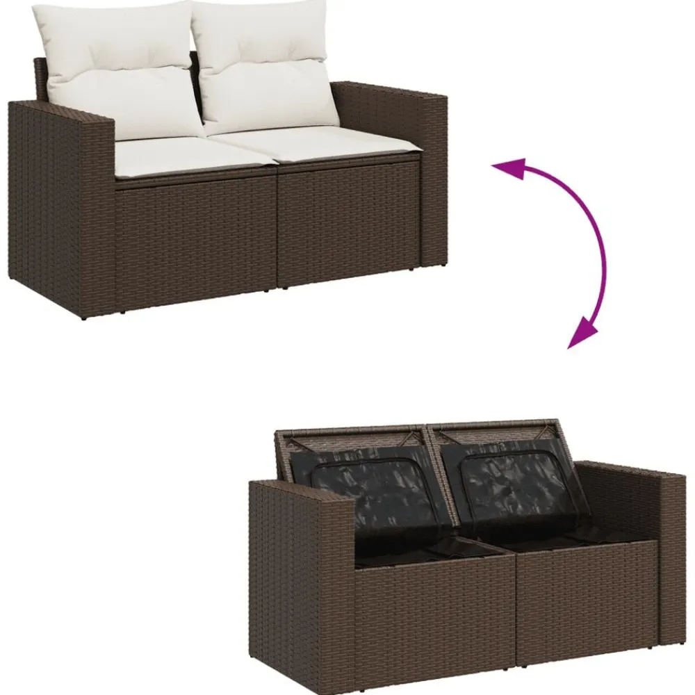 vidaXL Set comedor de jardín 5 piezas y cojines ratán sintético marrón Marrón y crema Hot