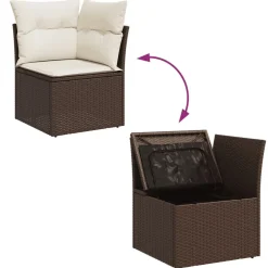 vidaXL Set comedor de jardín 5 piezas y cojines ratán sintético marrón Marrón y crema Hot