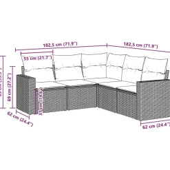 vidaXL Set comedor de jardín 5 piezas y cojines ratán sintético marrón Marrón y crema Hot