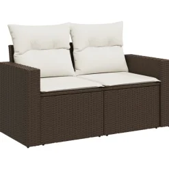 vidaXL Set comedor de jardín 5 piezas y cojines ratán sintético marrón Marrón y crema Hot
