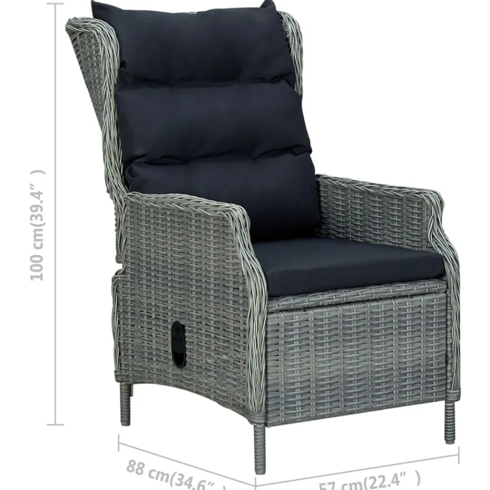 vidaXL Muebles De Jardín-Set comedor jardín 7 pzas y cojines ratán sintético gris claro
