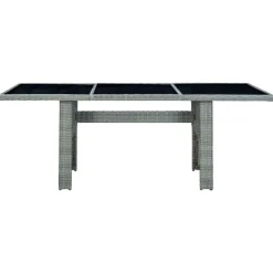 vidaXL Muebles De Jardín-Set comedor jardín 7 pzas y cojines ratán sintético gris claro