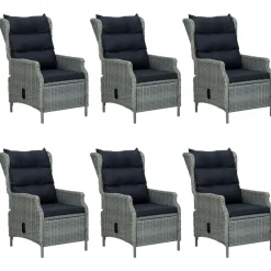 vidaXL Muebles De Jardín-Set comedor jardín 7 pzas y cojines ratán sintético gris claro