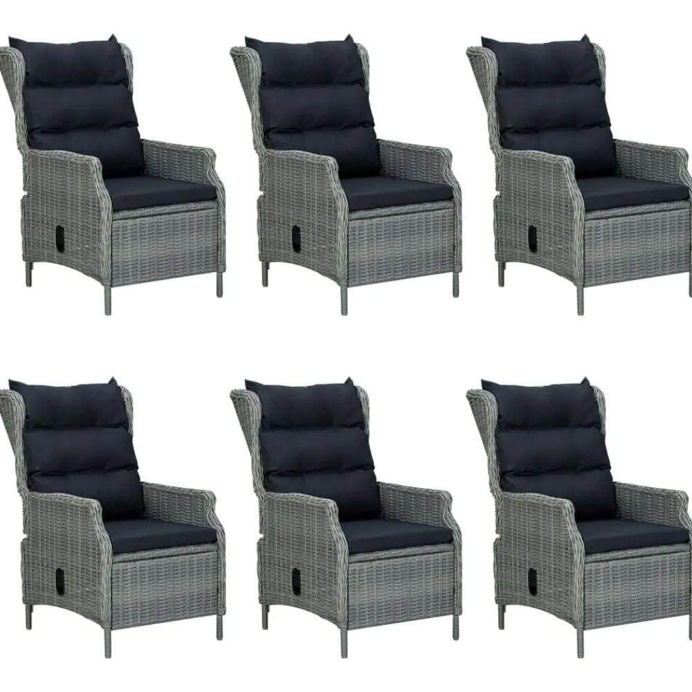 vidaXL Muebles De Jardín-Set comedor jardín 7 pzas y cojines ratán sintético gris claro