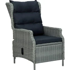 vidaXL Muebles De Jardín-Set comedor jardín 7 pzas y cojines ratán sintético gris claro