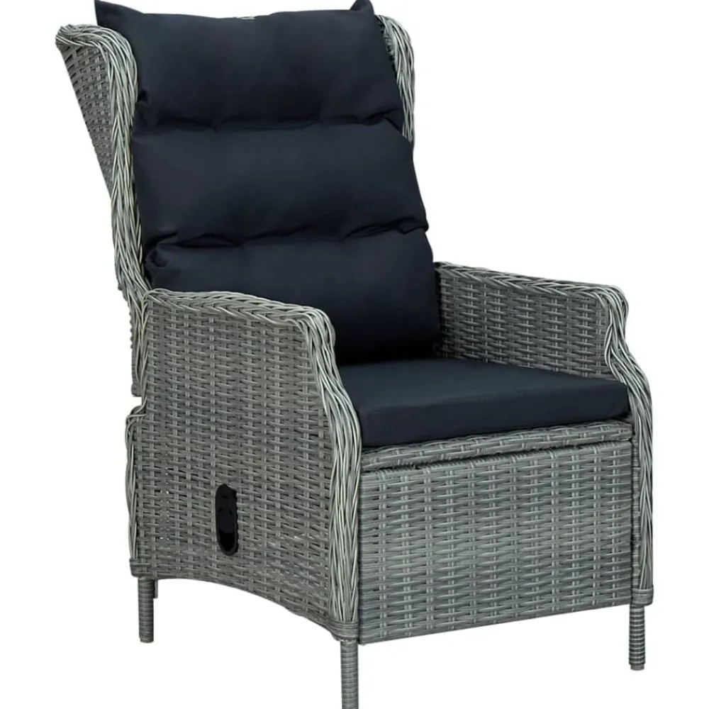 vidaXL Muebles De Jardín-Set comedor jardín 7 pzas y cojines ratán sintético gris claro