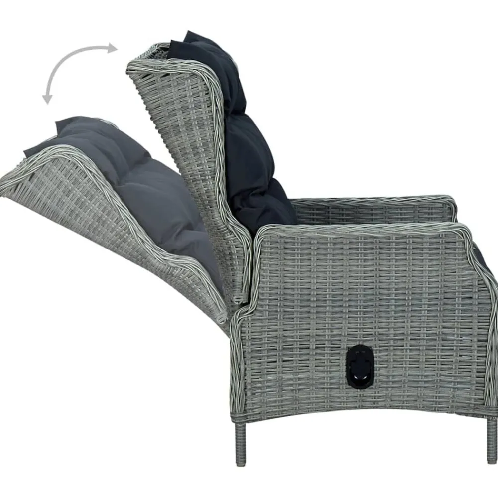 vidaXL Muebles De Jardín-Set comedor jardín 7 pzas y cojines ratán sintético gris claro