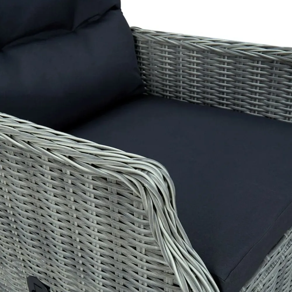 vidaXL Muebles De Jardín-Set comedor jardín 7 pzas y cojines ratán sintético gris claro