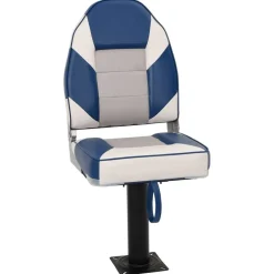 vidaXL Set de asientos plegables para barco 2 uds con respaldo alto Blanco y azul Best