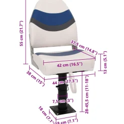 vidaXL Set de asientos plegables para barco 2 uds con respaldo alto Blanco y azul Best