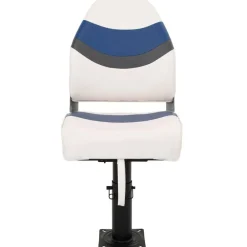 vidaXL Set de asientos plegables para barco 2 uds con respaldo alto Blanco y azul Best